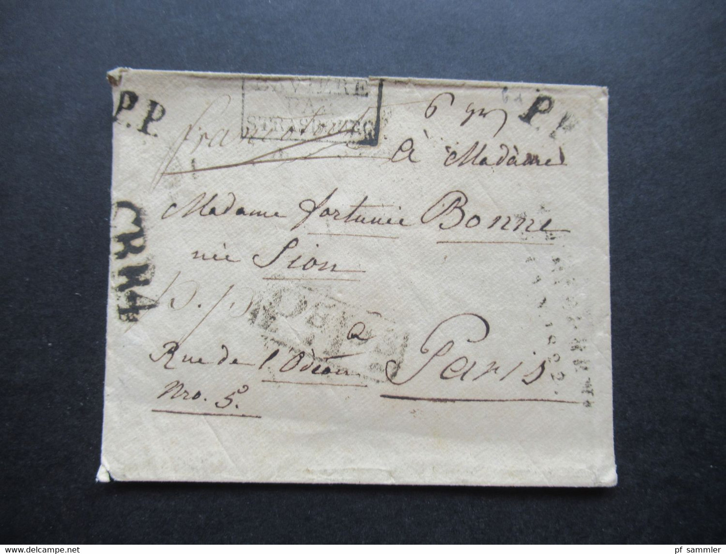 2x PP / Franco Beleg 22.1.1822 Nach Paris Ra3 Baviere Par Strasbourg Und Einige Weitere Stempel - Marques D'entrées