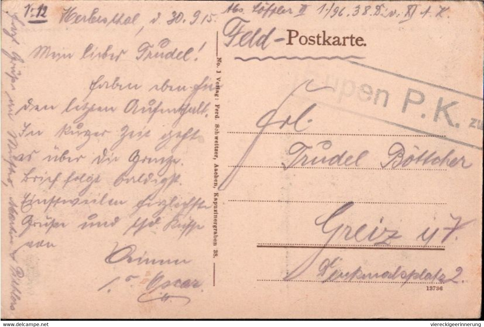 !  Ansichtskarte Herbesthal, Bahnhof Gare Grenze, Dampflok, Eisenbahn, Feldpost 1915, Postkontrolle Stempel Eupen, Greiz - Gares - Avec Trains