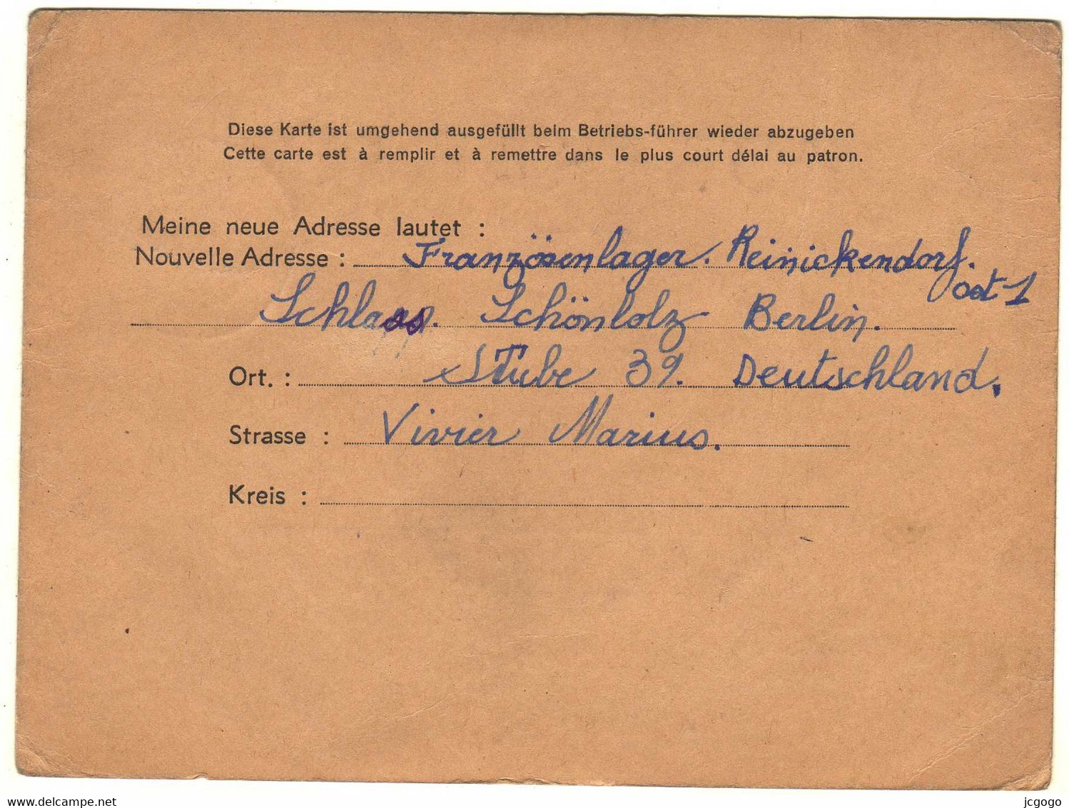 POSKARTE  1943   Carte Pour Informer Un Changement D'adresse - Guerra Del 1939-45