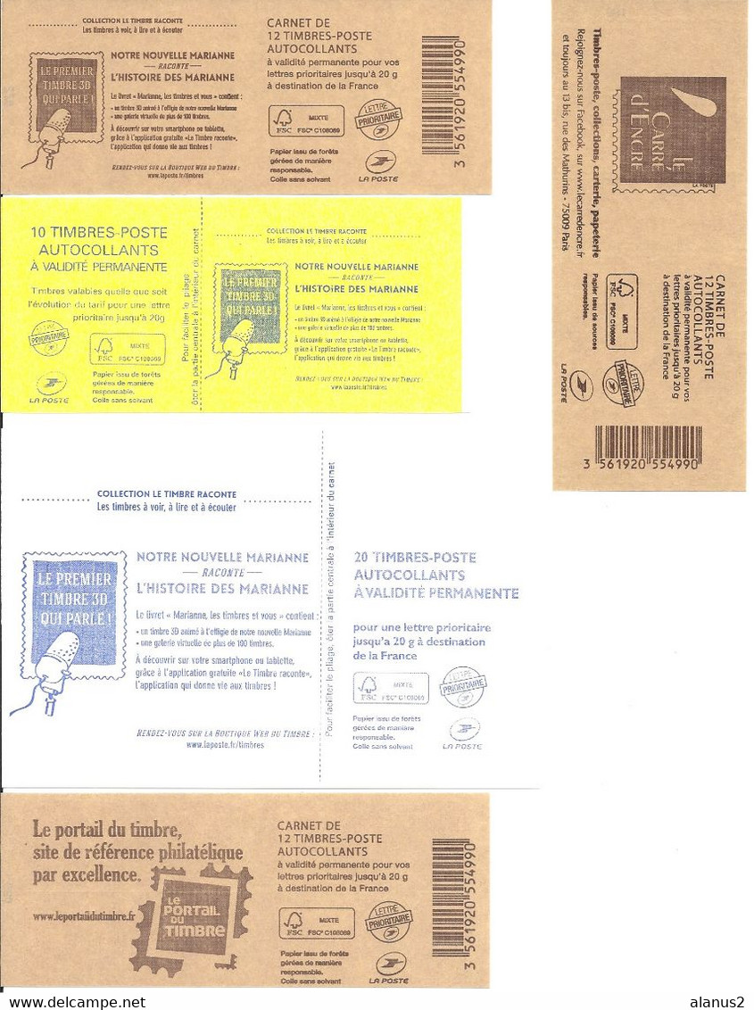 Lot De 10 Carnets Différents Marianne De Ciappa - 134 Timbres Rouges à Validité Permanente - Sous Faciale - Other & Unclassified