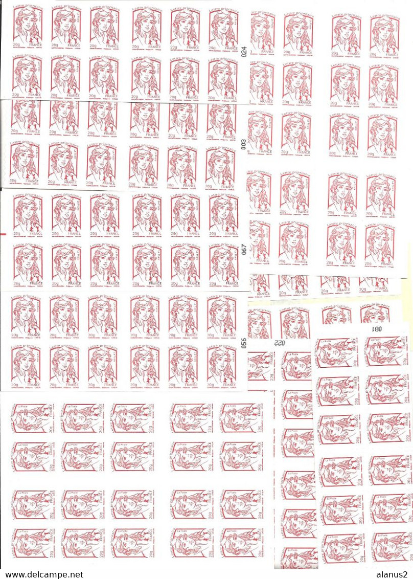 Lot De 10 Carnets Différents Marianne De Ciappa - 134 Timbres Rouges à Validité Permanente - Sous Faciale - Other & Unclassified