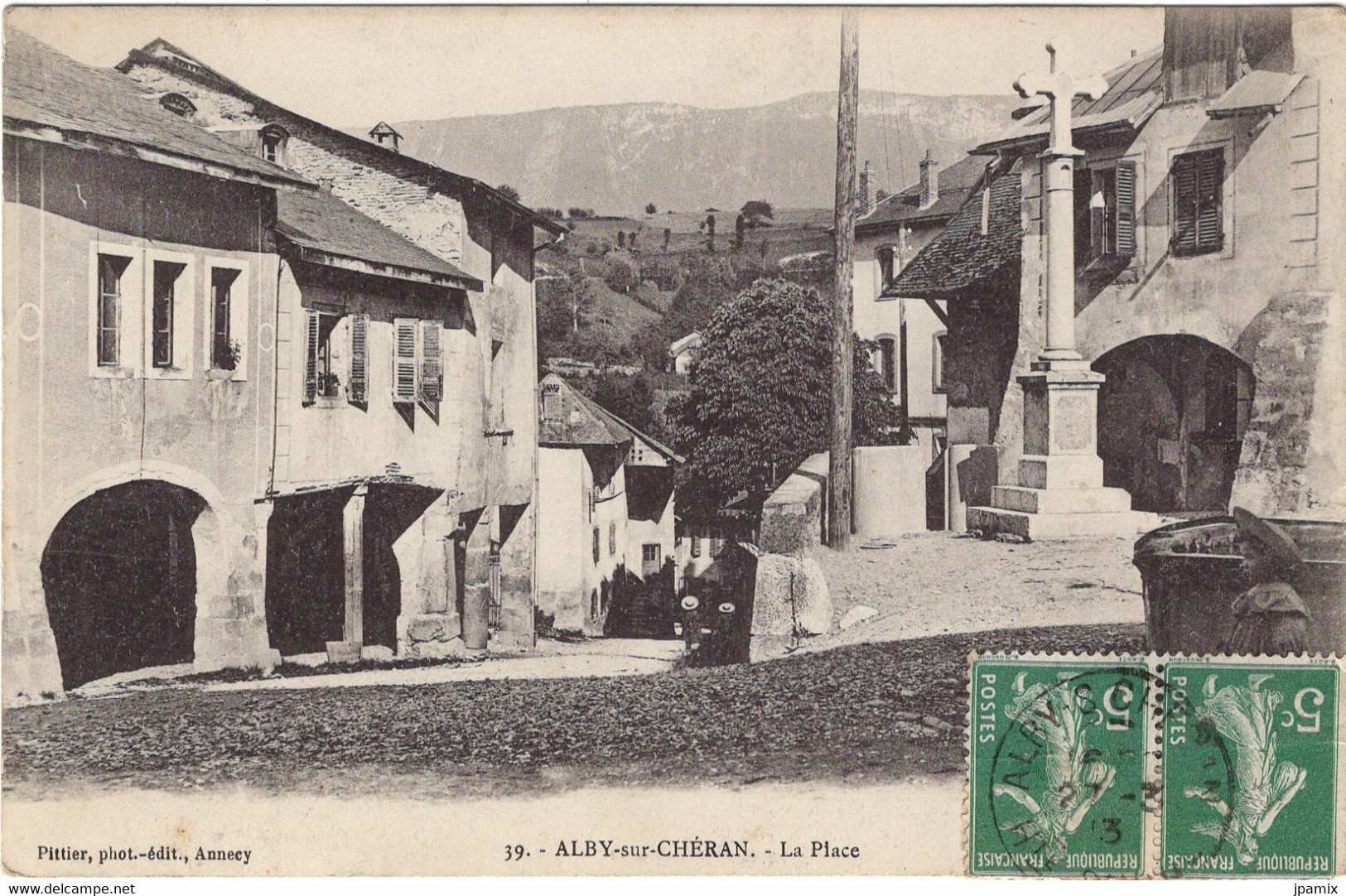 CPA : Alby Sur Chéran , La Place - Alby-sur-Cheran