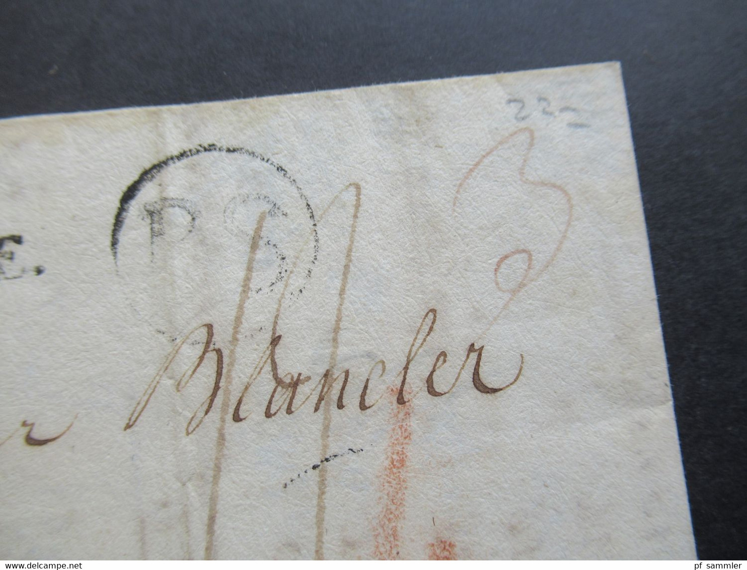 Schweiz 15.3.1809 Herisau - Angers 3 Stempel L1 St. Gall & Route / K1 BS (Bale Suisse) Und L2 Suisse Par Huningue - ...-1845 Préphilatélie