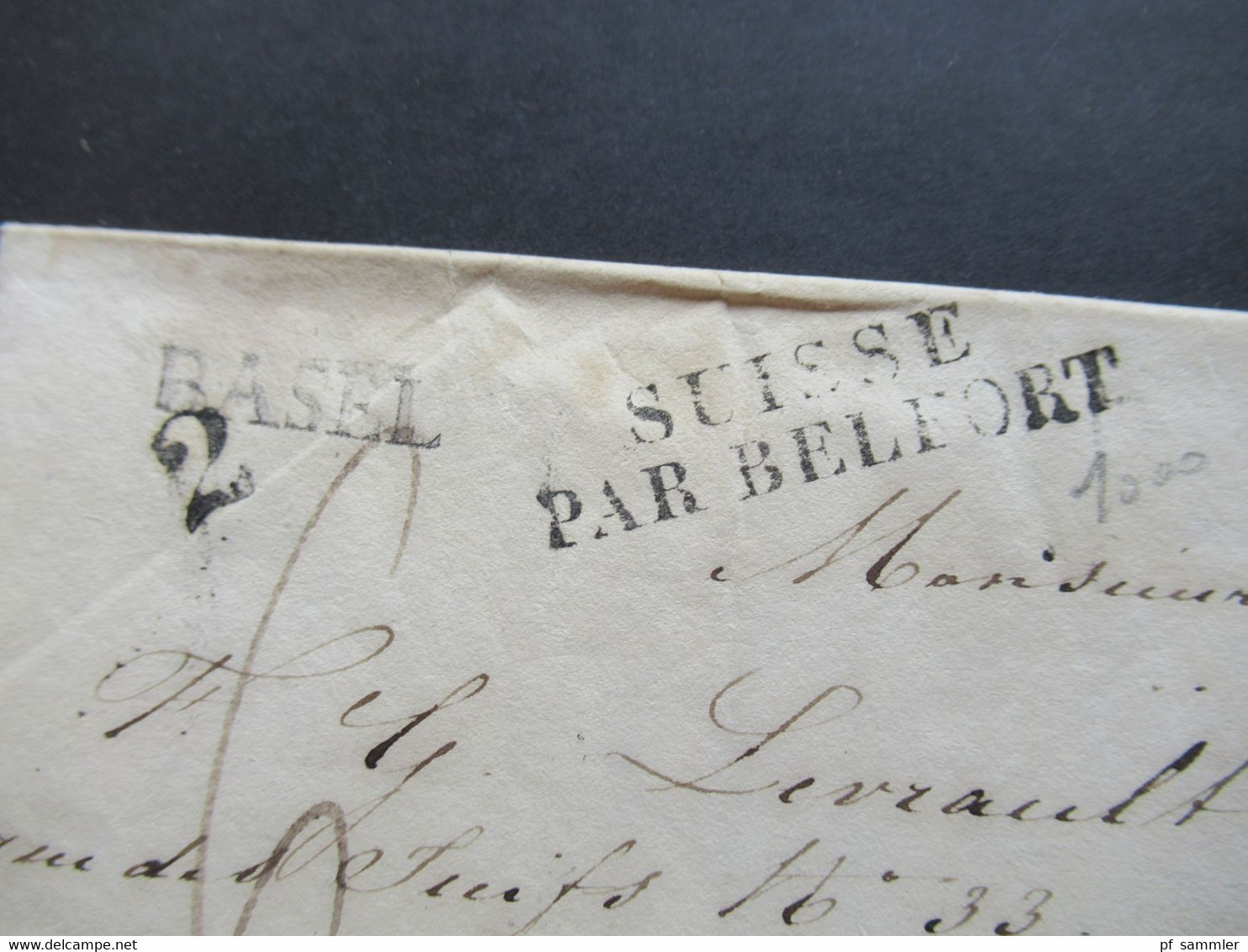 Schweiz 7.9.1809 Basel - Starsbourg 4 Stempel L1 Basel / Ziffer 2 / Ra2 LB4K Und L2 Suisse Par Bellfort - ...-1845 Vorphilatelie