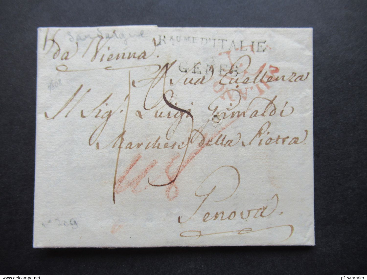 1808 Italien / Österreich Social Philately Sig. Luigi Grimaldi Stempel L2 R Aume D'Italie Genes / Milano In Wien Ges - 1. ...-1850 Vorphilatelie