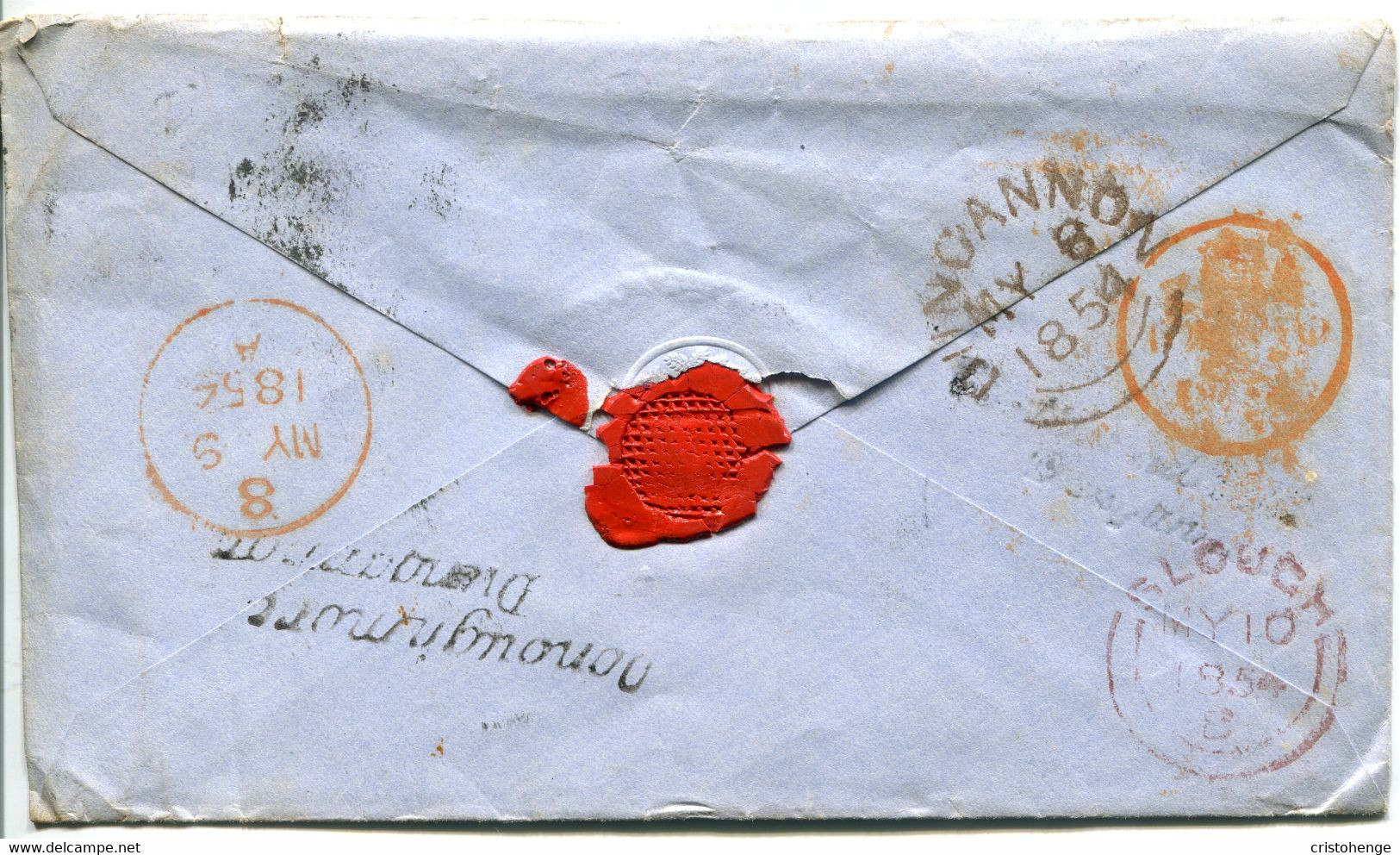 Ireland 1854 Dungannon '193' Cover To Slough - 1d Red P.16 - Donoughmore Straightline On Reverse - Préphilatélie