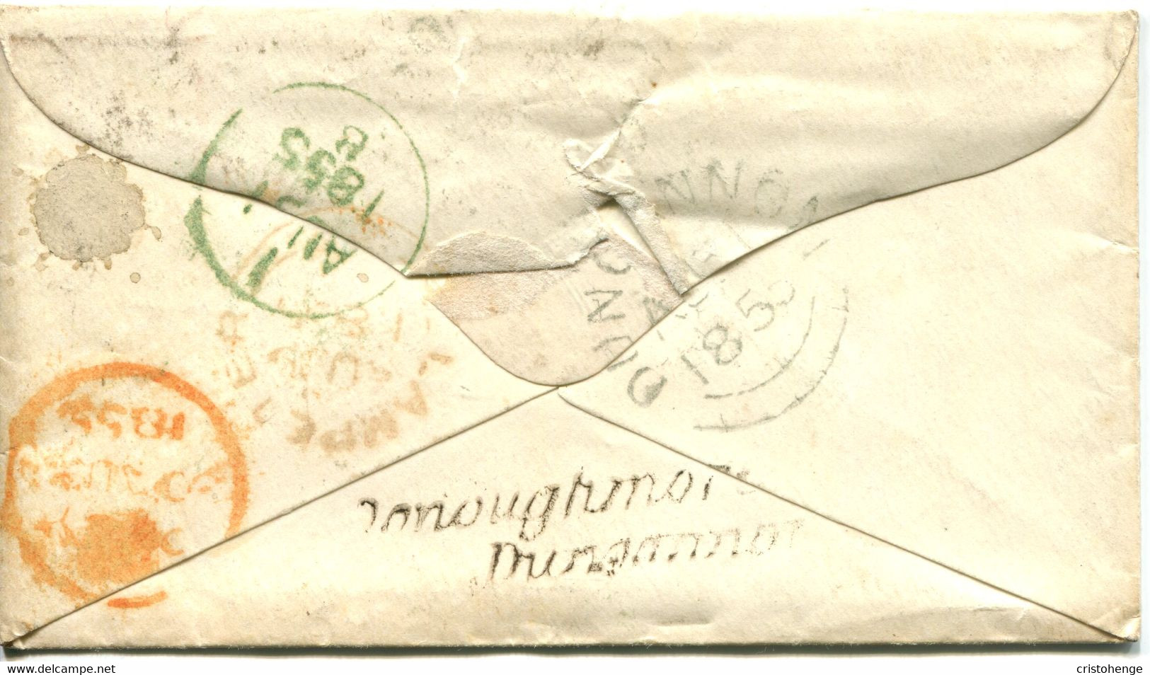 Ireland 1855 Lampeter, Wales Cover To Dungannon - 1d Red Star - Donoughmpre Straightline On Reverse - Préphilatélie