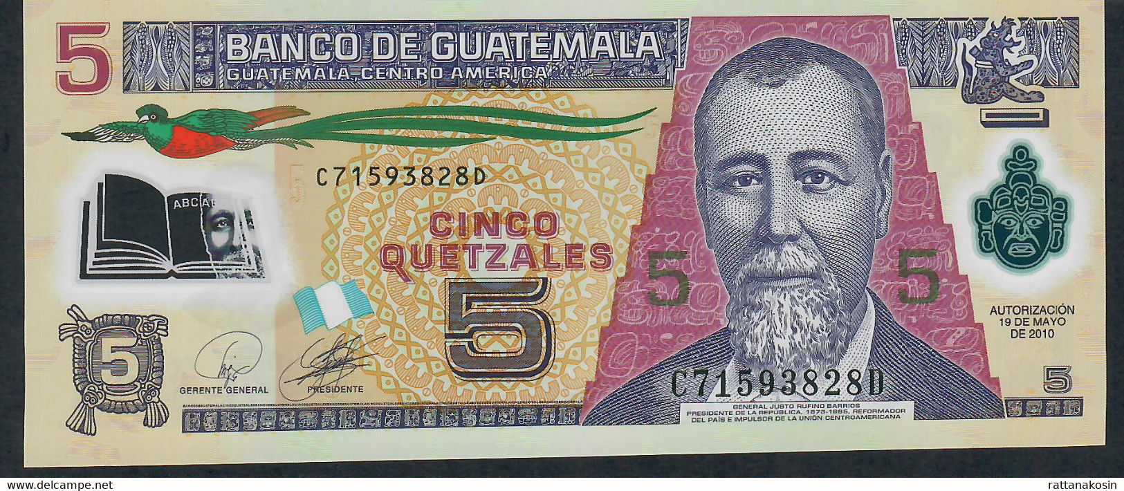 GUATEMALA P122a  5  QUETZALES  2010   UNC. - Guatemala