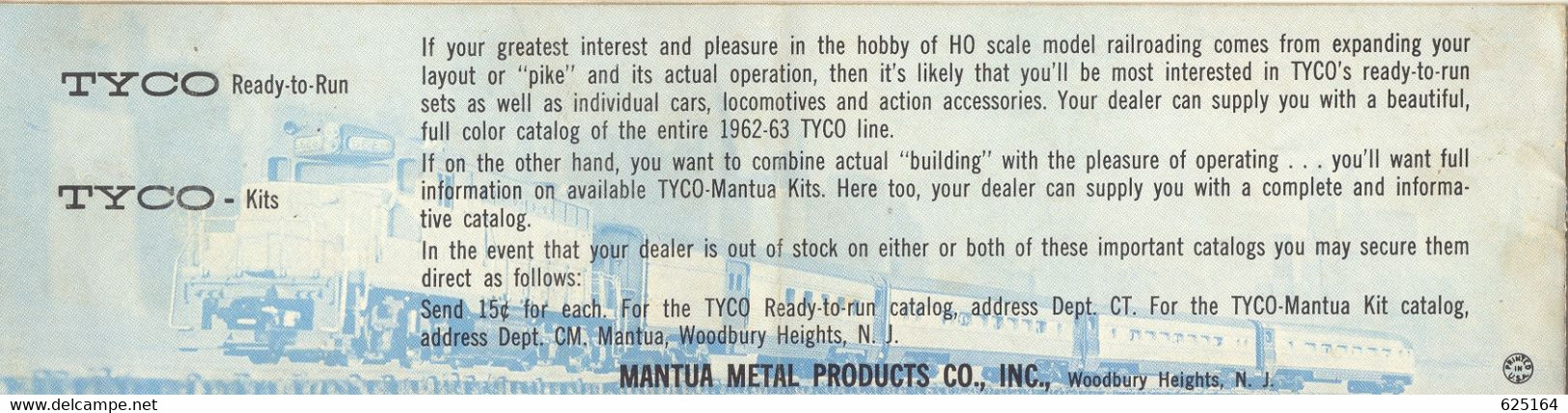 Catalogue TYCO 1962 Mantua Metal Products Minibrochure The Mainline To Years Of Fun HO Scale - English