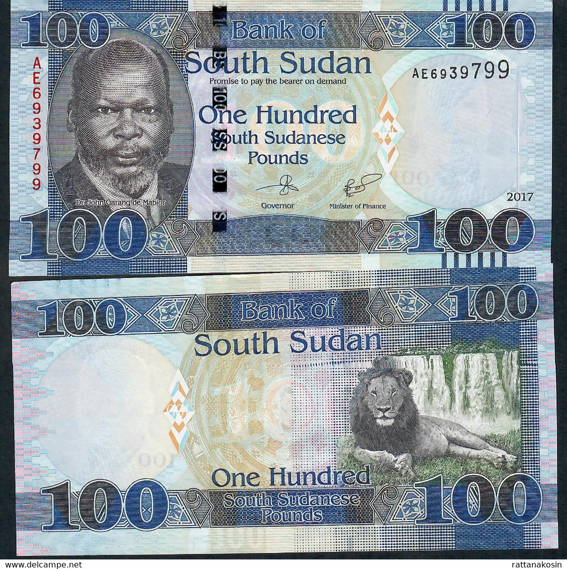 SOUTH SUDAN P15c 100 POUNDS 2017 #AE UNC. - South Sudan