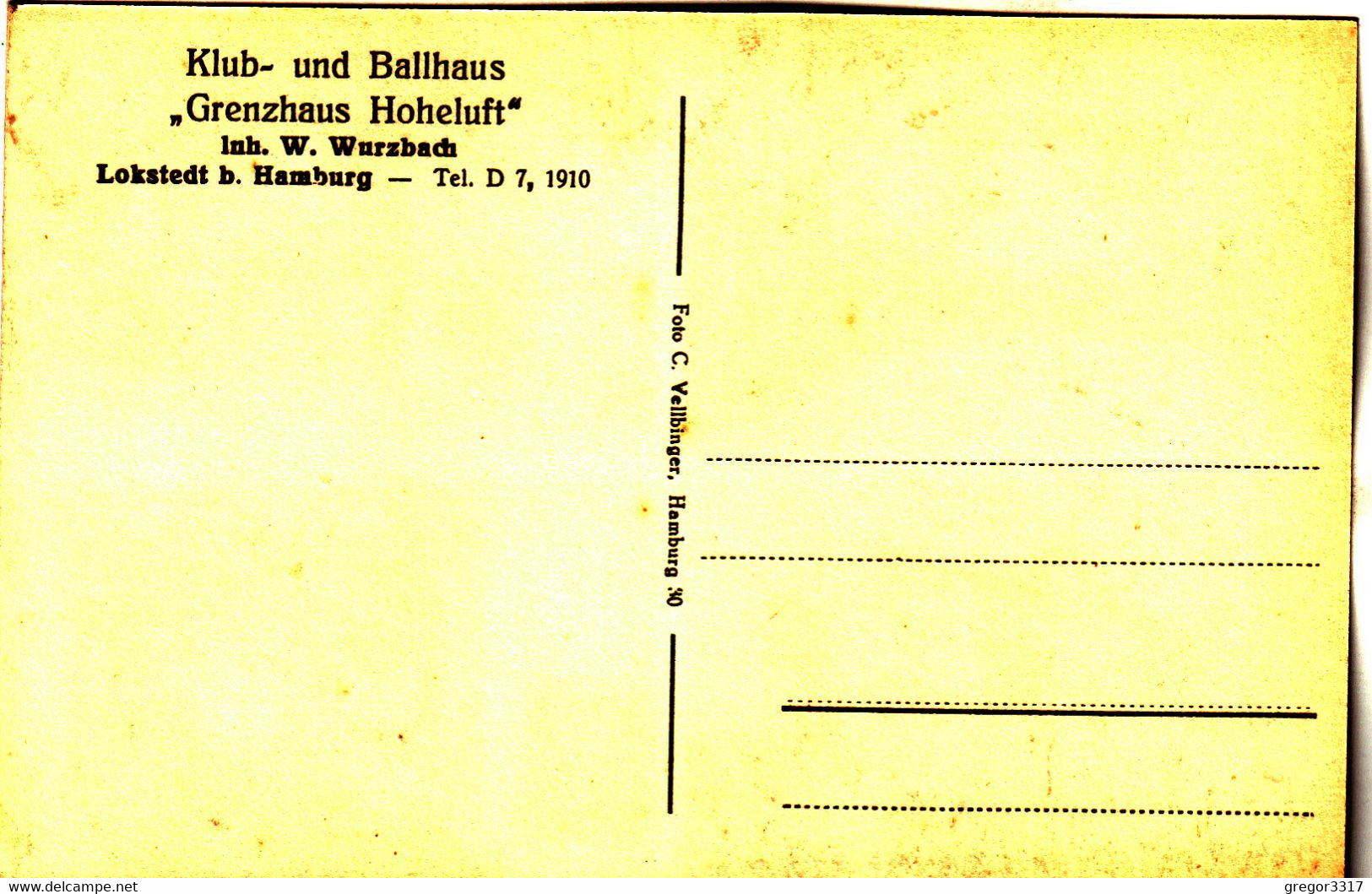 B236) LOKSTEDT B. Hamburg - Klub Und Ballhaus Grenzhaus HOHELUFT - Inh. W. Wurzbach - ALT ! - Lokstedt