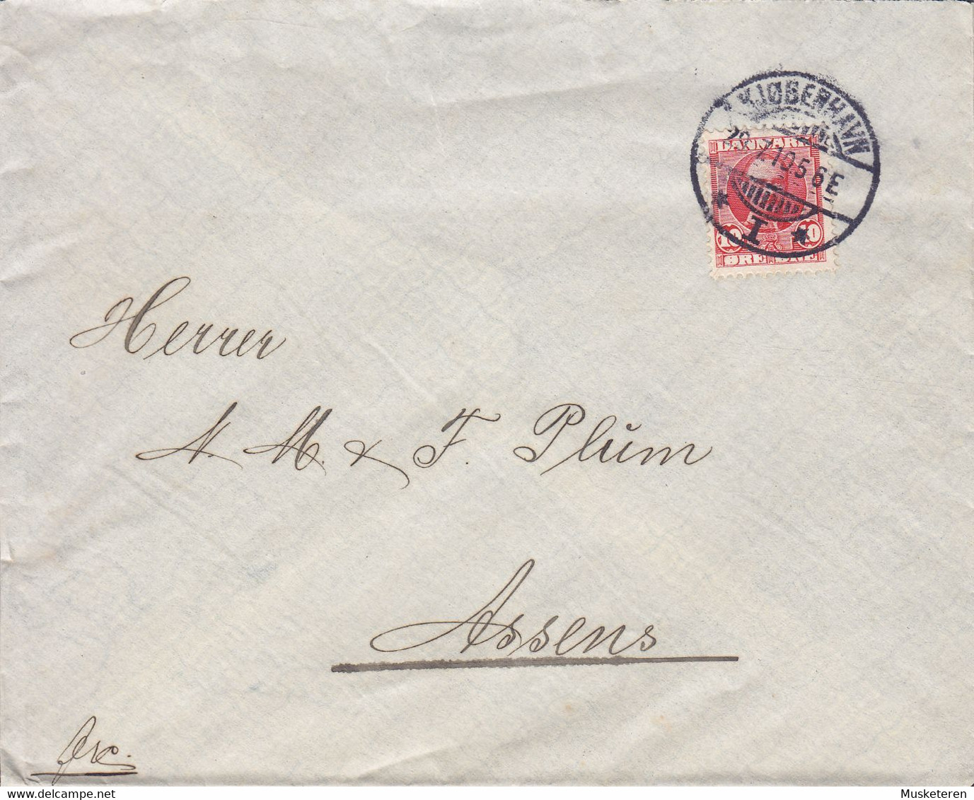 Denmark CARL JUL. OLSEN, Brotype Ia KJØBENHAVN (*I*) 1910 Cover Brief ASSENS (Arr.) Frederik VIII. Stamp - Cartas & Documentos