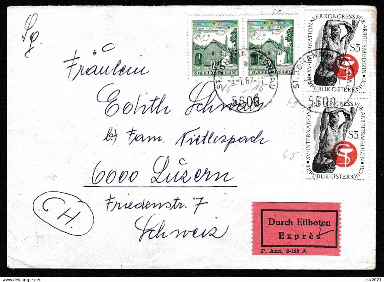 ÖSTERREICH- 1967, Eilboten / Express Brief In MiF Mit Tagesstpl. ST. JOHANN IM PONGAU - Storia Postale