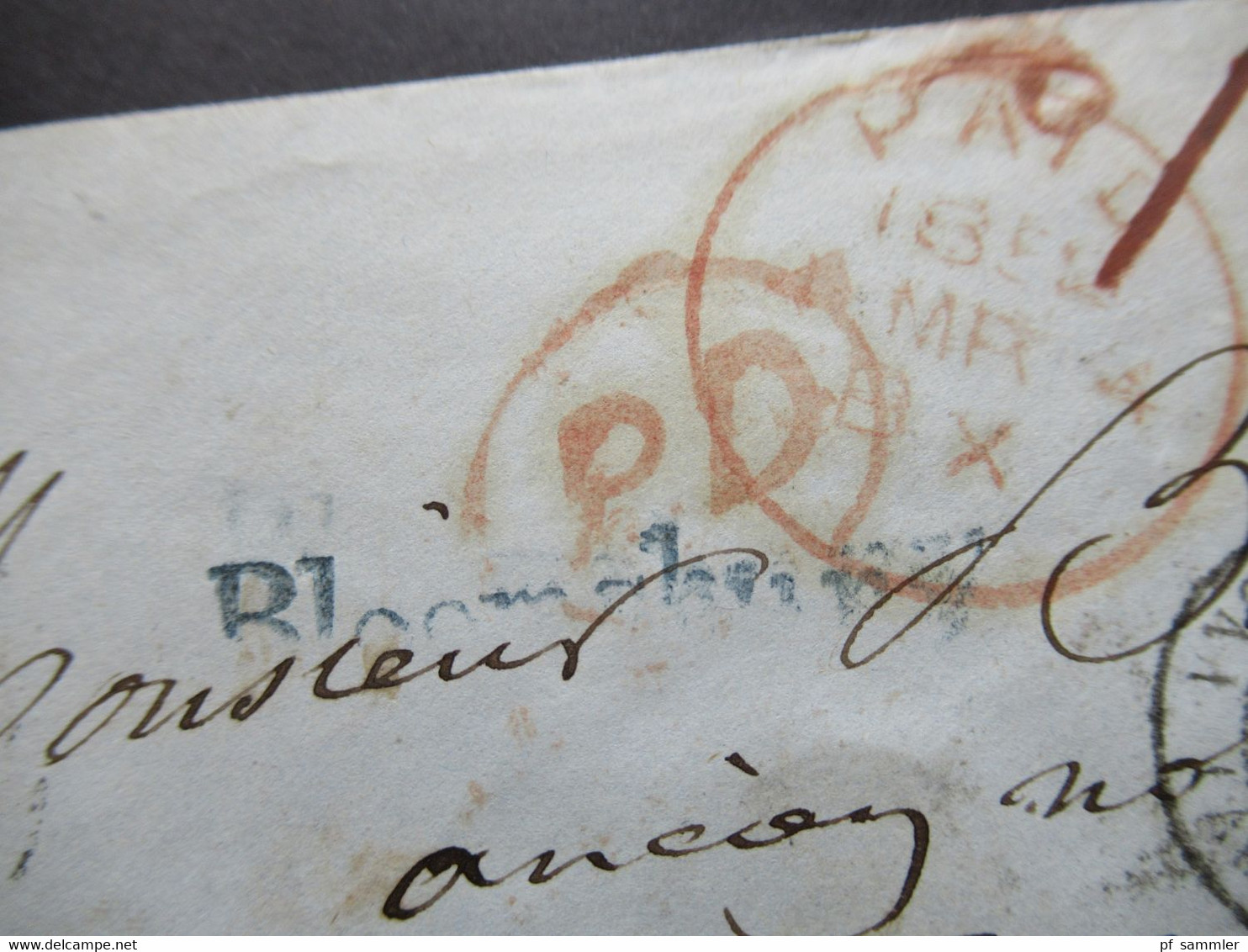 GB London 1852 Stempel PD / Paid Und Blauer L1 Bloomsbury / Angl AM 2 Calais 2 über Paris Nach Poitiers - Storia Postale