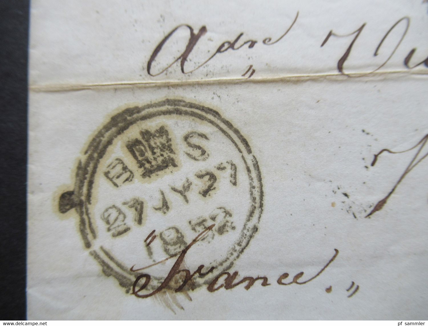 GB London 1852 Stempel B S Mit Krone Und Blauer L1 Oxford / Angl AM 1 Calais 2 über Paris Nach Nantes - Briefe U. Dokumente