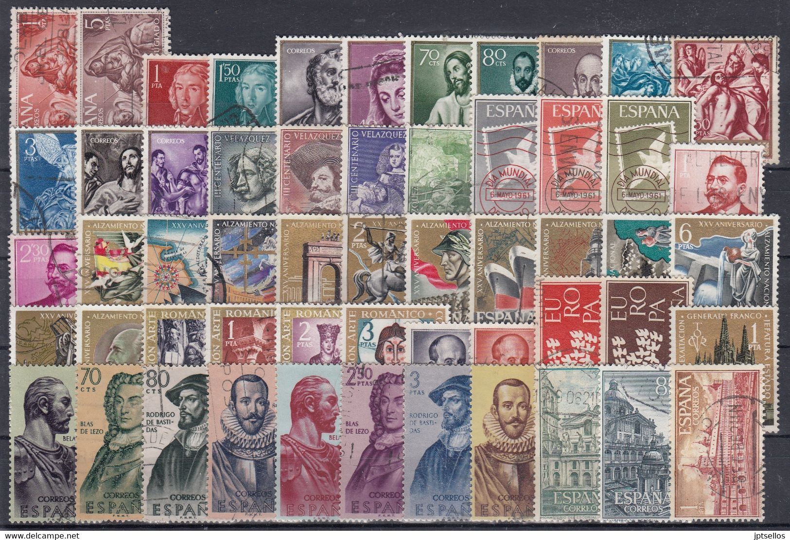 ESPAÑA 1961 Nº 1326/1405 AÑO COMPLETO USADO, 76 SELLOS + 4HB - Full Years