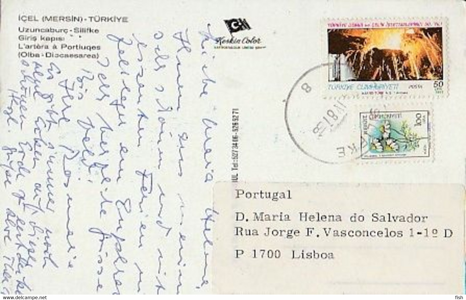 Turkey & Marcofilia,Icel, Mersin, Zeus Temple, Silifke To Lisboa 1987 (95) - Storia Postale