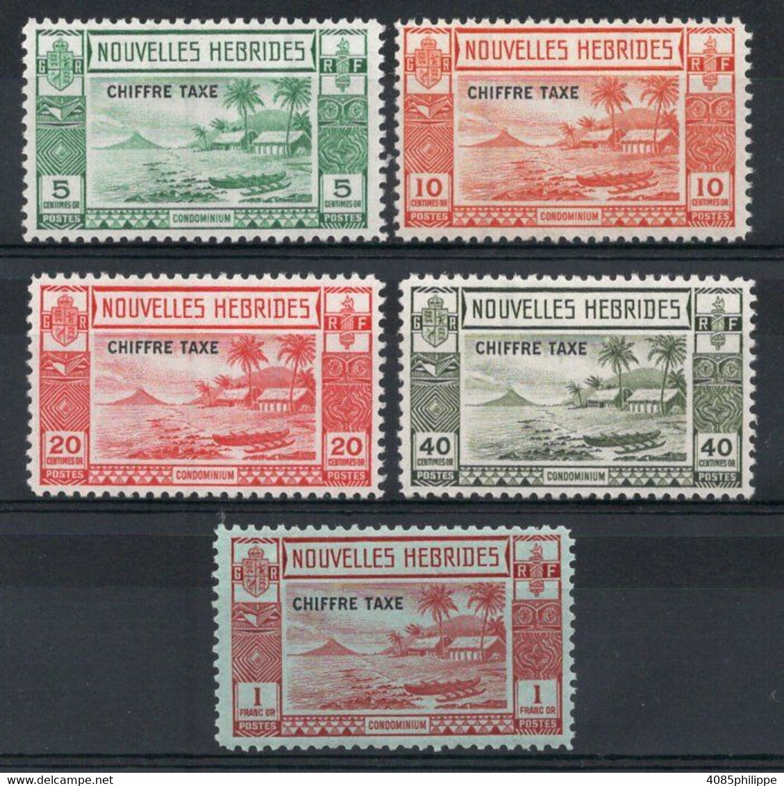 Nouvelles HEBRIDES Timbres Taxe N°11* à 15* Neufs Charnières TB Cote 88.00€ - Segnatasse