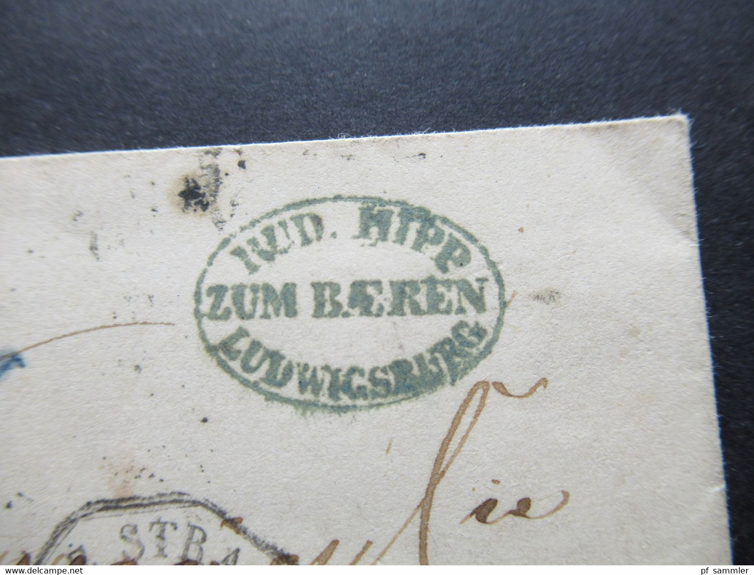 AD Württemberg 1859 Auslandsbrief Nach Mareuil 6eck Stempel Bade Strassb. AMB Und K.Württ. Fahrendes Postamt - Storia Postale