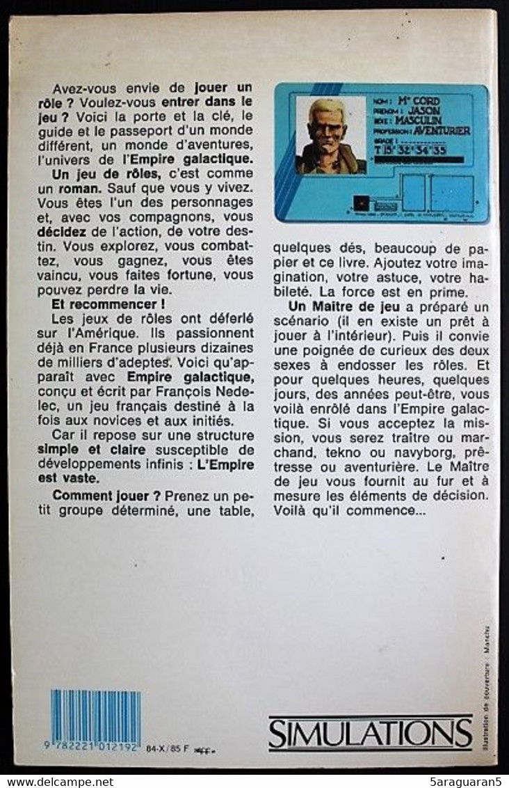 JEU DE ROLE - EMPIRE GALACTIQUE - Livre Des Règles - Robert Lafont 1984 - Other & Unclassified