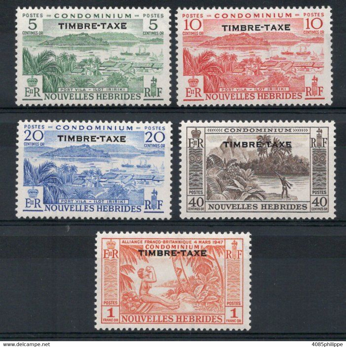 Nouvelles HEBRIDES Timbres Taxe N°36* à 40* Neufs Charnières TB Cote 28.00€ - Impuestos