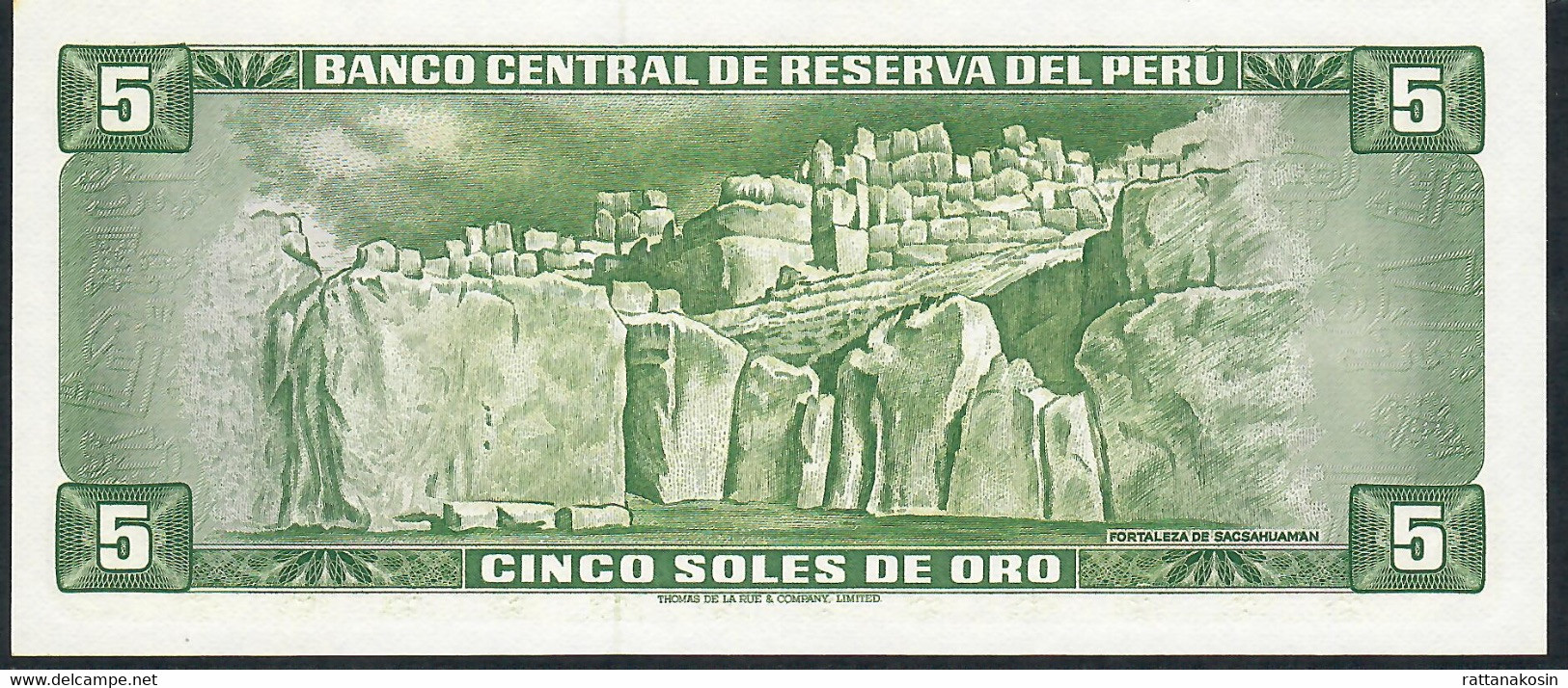 PERU P92  5 SOLES DE ORO 23.2.1968 UNC. - Pérou