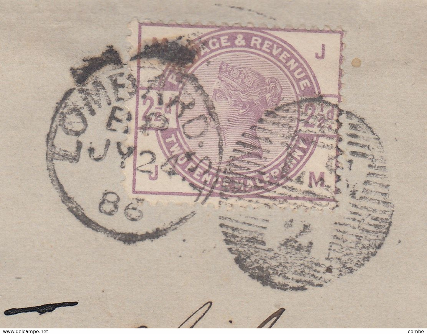 COVER. 24 JY 86. 2 1/2d. KRAEUTLER & MIEVILLE LONDON. LOMBARD BP. TO FRANCE. CALAIS A PARIS   / 2 - Lettres & Documents