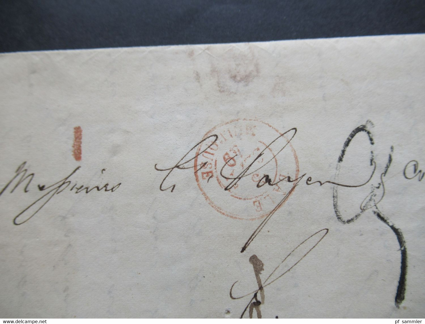 Schweiz 3.9.1849 Roter K2 Basel Vor-Mittag Und K2 Bale Mulhouse Auslandsbrief Nach Lyon - 1843-1852 Federal & Cantonal Stamps