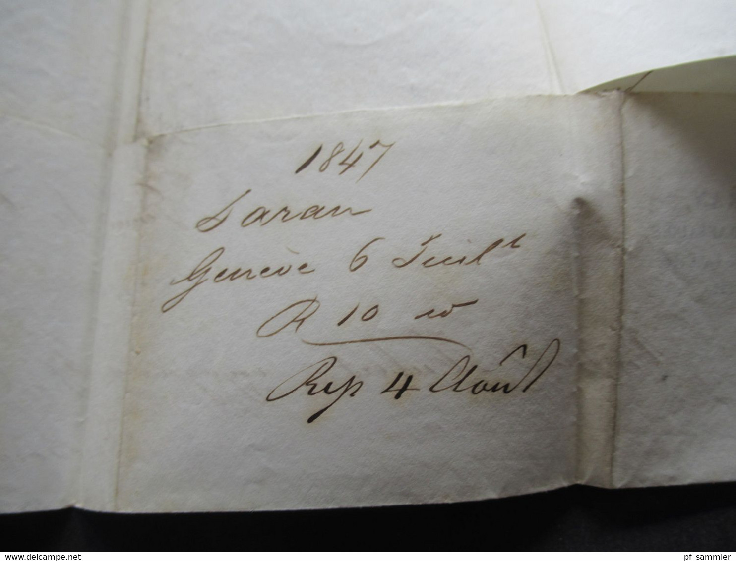 Schweiz 7.7.1847 Roter K2 Geneve Ferney Und Geneve * Auslandsbrief Nach Bordeaux Bartaxe 10 Gedruckter Briefkopf Saran - 1843-1852 Timbres Cantonaux Et  Fédéraux