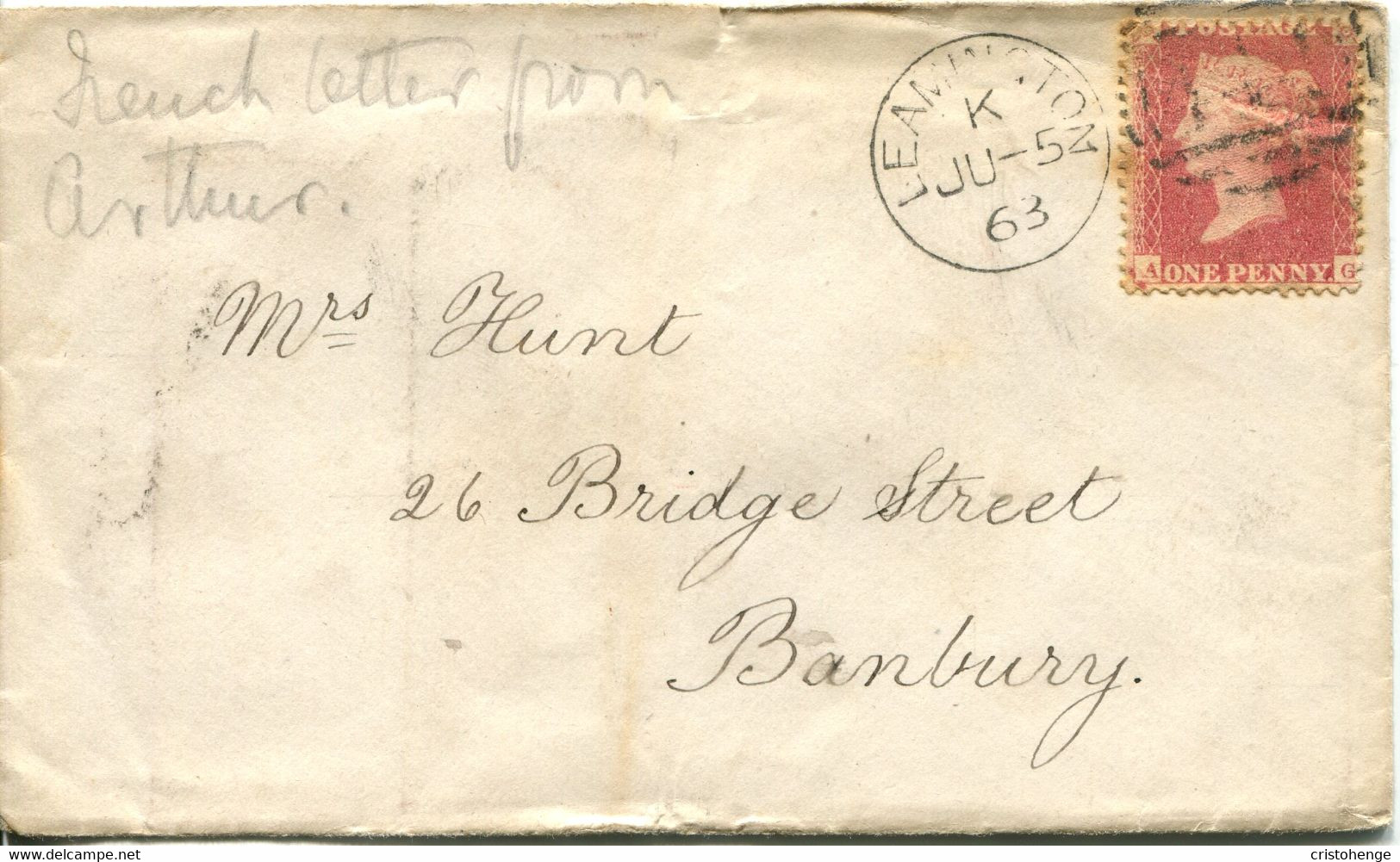 Great Britain - England 1863 Cover Leamington To Banbury - 1d Red Stars - Covers & Documents