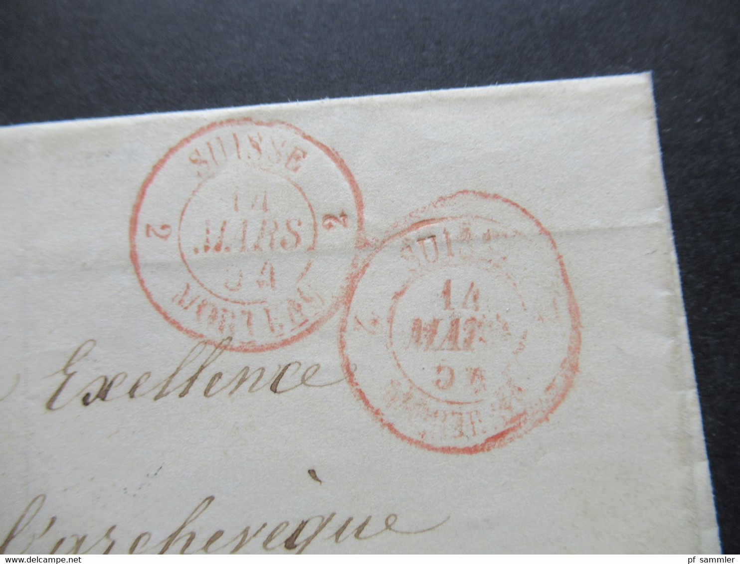 Schweiz 3.1854 Schwarzer Stempel ...Ehet... ?? 2x Rote Stempel Suisse 2 Morteau Nach Besancon - Lettres & Documents