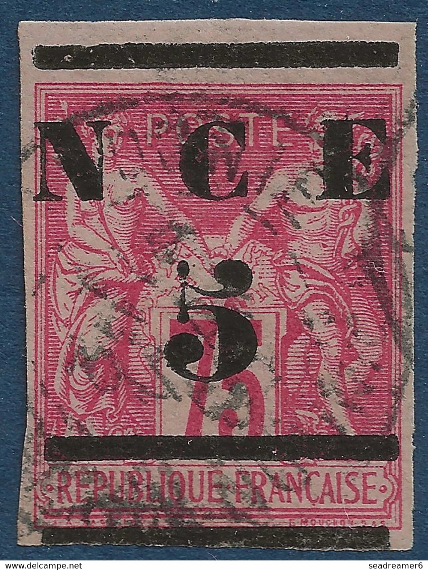 France Colonies Nouvelle Caledonie N°7 5c/75c Rose Oblitéré Variété 3 Barres, Au Lieu De 2 Par Décalage TTB - Usati