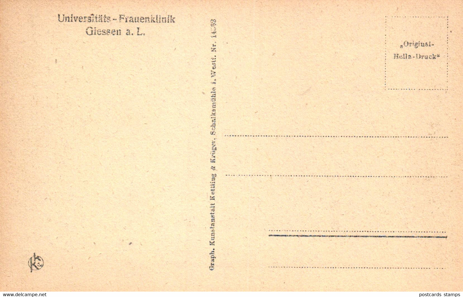 Giessen, Frauenklinik, Nordfront Mit Wohnhaus Des Direktors. Ca. 30er Jahre - Giessen