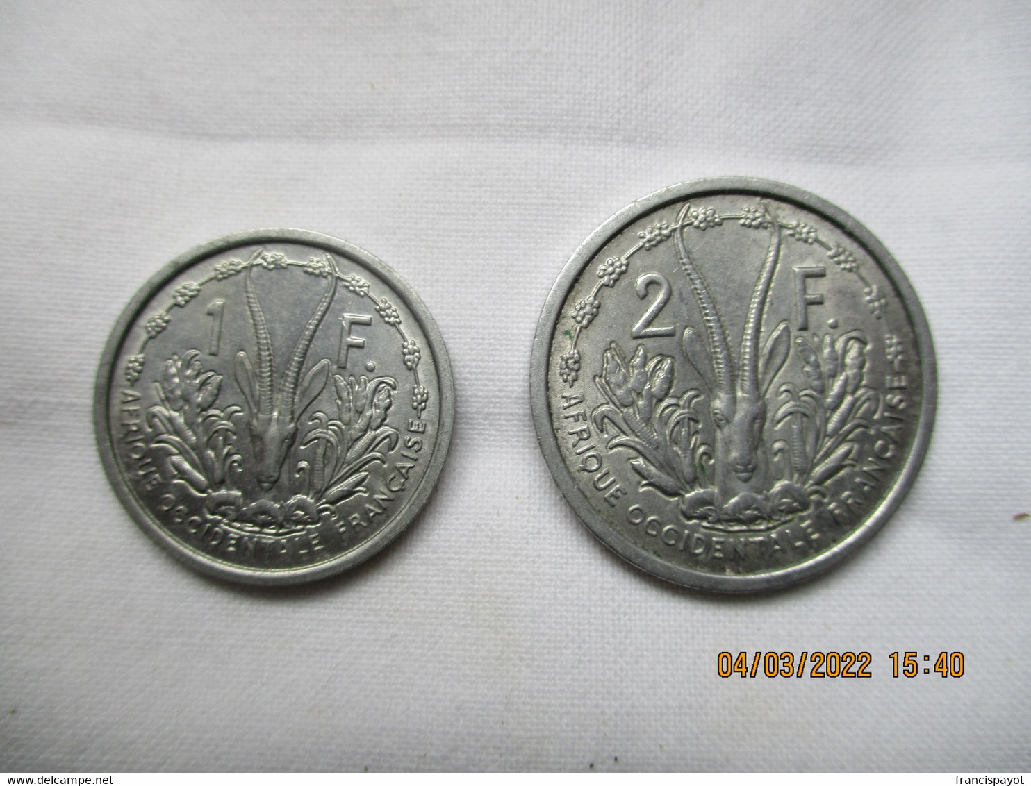 Afrique Occidentale Française: 1 Franc + 2 Francs 1948 - África Occidental Francesa