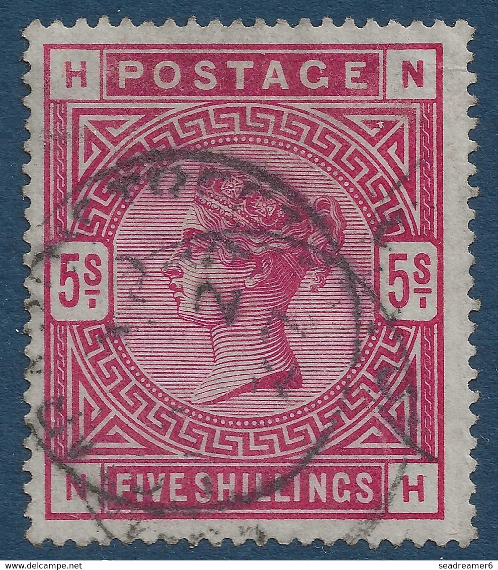 Grande Bretagne 1877 N°87 5 Shilling Rose Obl Dateur Leger Bon Cnetrage TTB - Gebruikt