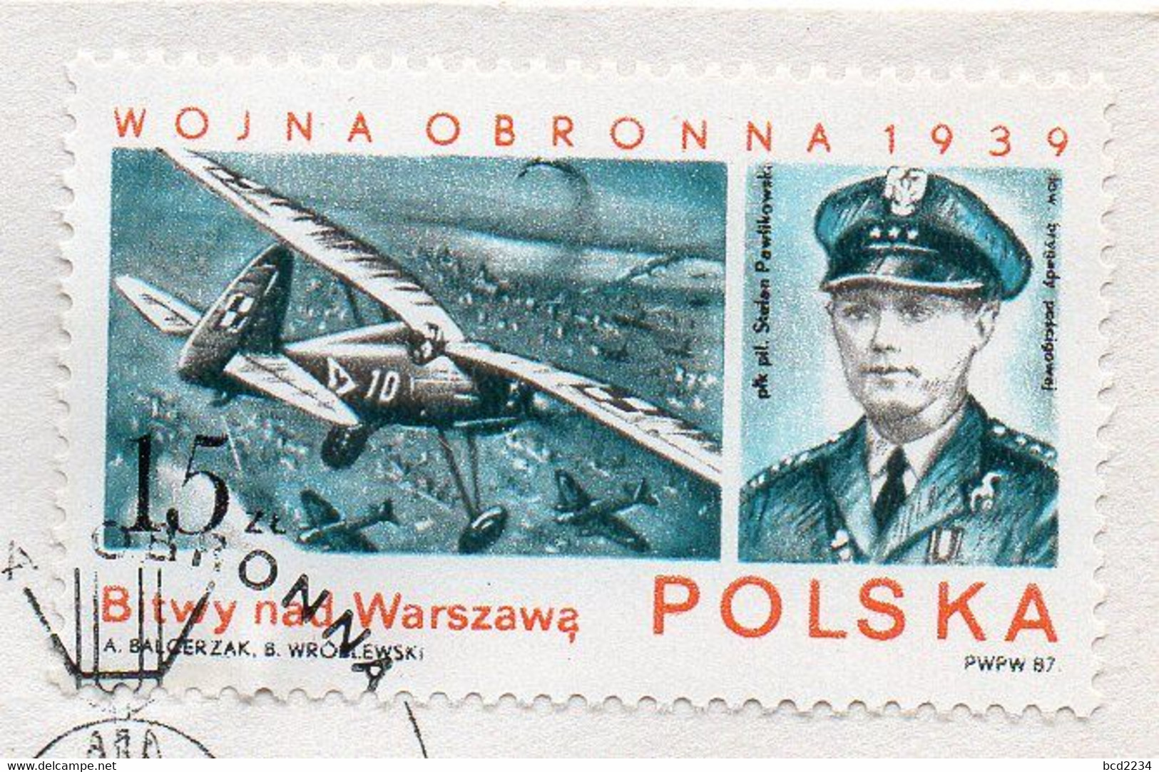 POLAND FDC 1987 ERROR DAMAGED LETTER I # 2967 B1 ANNIVERSARY POLISH DEFENCE AGAINST NAZI GERMANY INVASION WORLD WW2 - Errors & Oddities