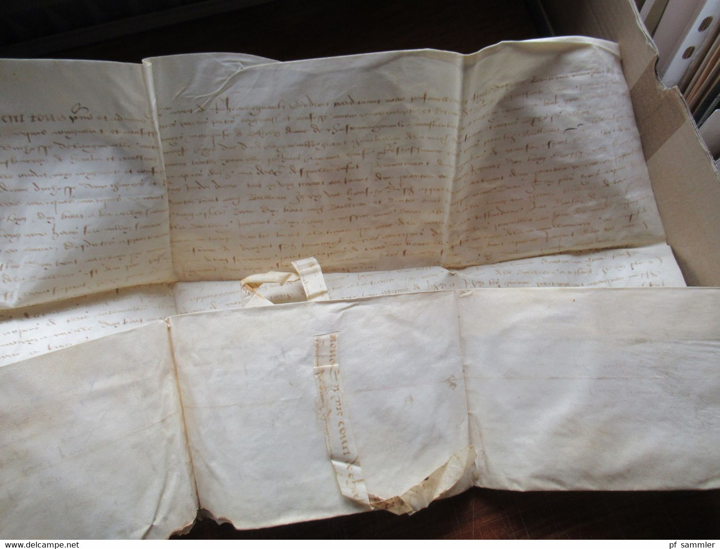 Frankreich uralter Brief / Dokument auf Leder ?? 15. oder 16. Jahrhundert Schnörkelunterschrift Interessant??