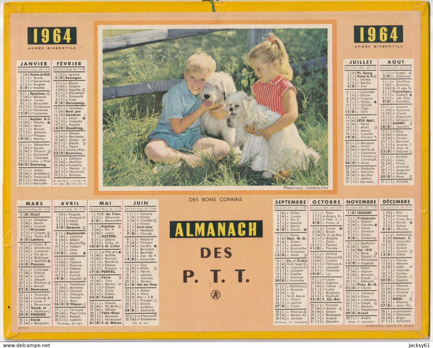 Almanach Des P.T.T. - 1964 - Des Bons Copains - Petit Format : 1961-70
