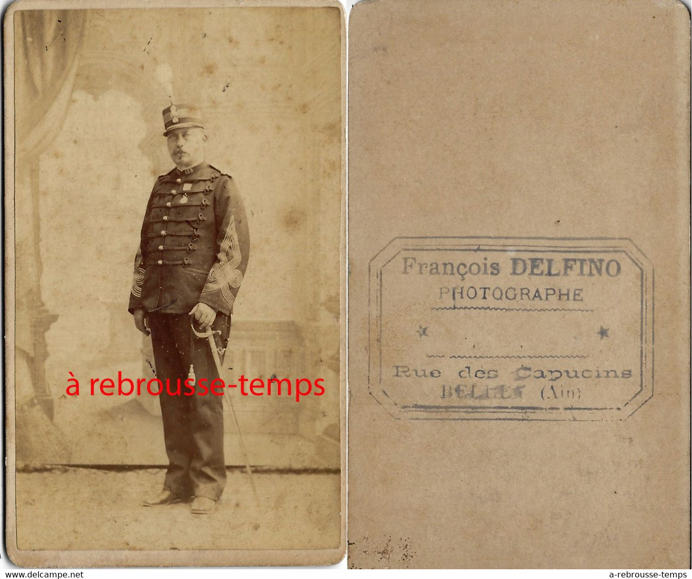 CDV Officier Avec Aigrette Et Médaille 133e Régiment-photo à Belley (Ain) François  Delfino - Guerra, Militares