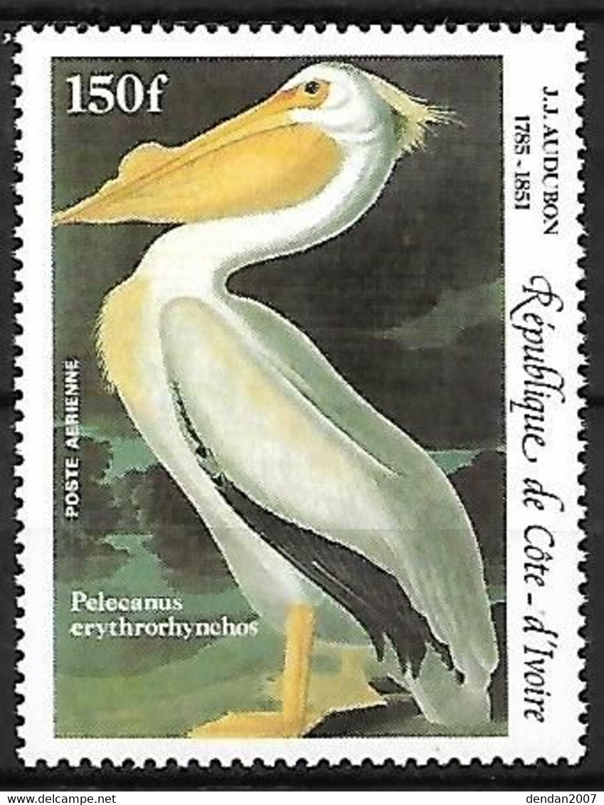 Ivory Coast - MNH ** 1985 (AUDUBON)  -   American White Pelican  -  Pelecanus Erythrorhynchos - Pélicans