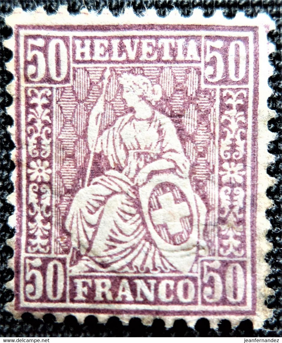 Timbre De Suisse 1881 Definitive 1881 - Sitting Helvetia - Granite Paper Y&T N° 50 Neuf Avec Reste De Gomme - Ungebraucht