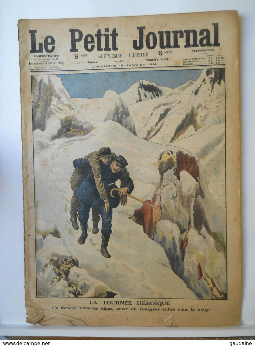 LE PETIT JOURNAL N°1209 - 18 JANVIER 1914 - FACTEUR DANS LES ALPES - REVOLTE AU CAIRE - EGYPTE - Le Petit Journal