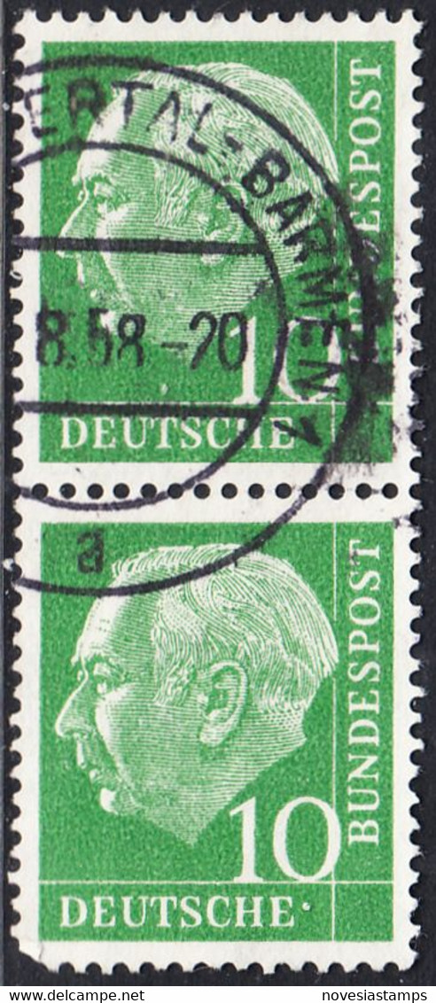 !b! GERMANY Mi. 0183 USED Vert.PAIR Bundespräsident Theodor Heuss (c) - Gebraucht