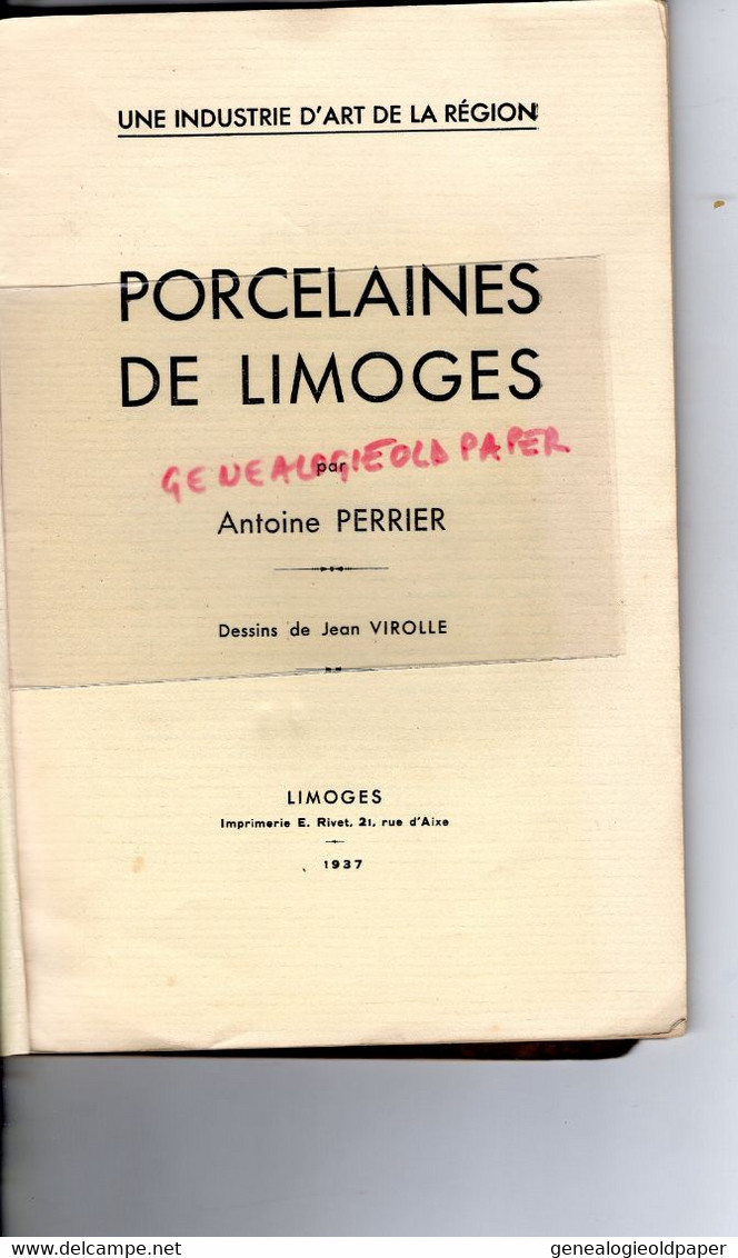 87- LIMOGES- PORCELAINE DE LIMOGES-ANTOINE PERRIER -ILLUSTRATEUR JEAN VIROLLE-1937- FAIENCE LOCMARIA-QUIMPER - Limousin