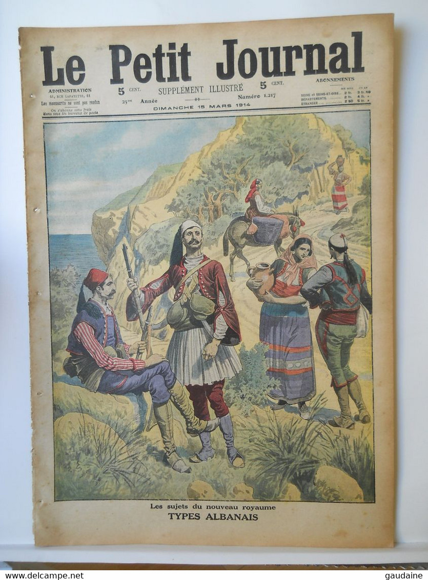 LE PETIT JOURNAL N°1217 - 15 MARS 1914 - ROYAUME D'ALBANIE -  AU TONKIN UNEFEMME ENLEVE PAR UN TIGRE - Le Petit Journal