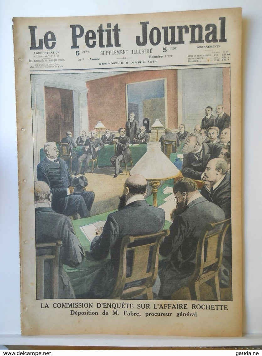 LE PETIT JOURNAL N°1220 - 5 AVRIL 1914 - AFFAIRE ROCHETTE - MARIAGE A BRAS EN CHARETTE - Le Petit Journal
