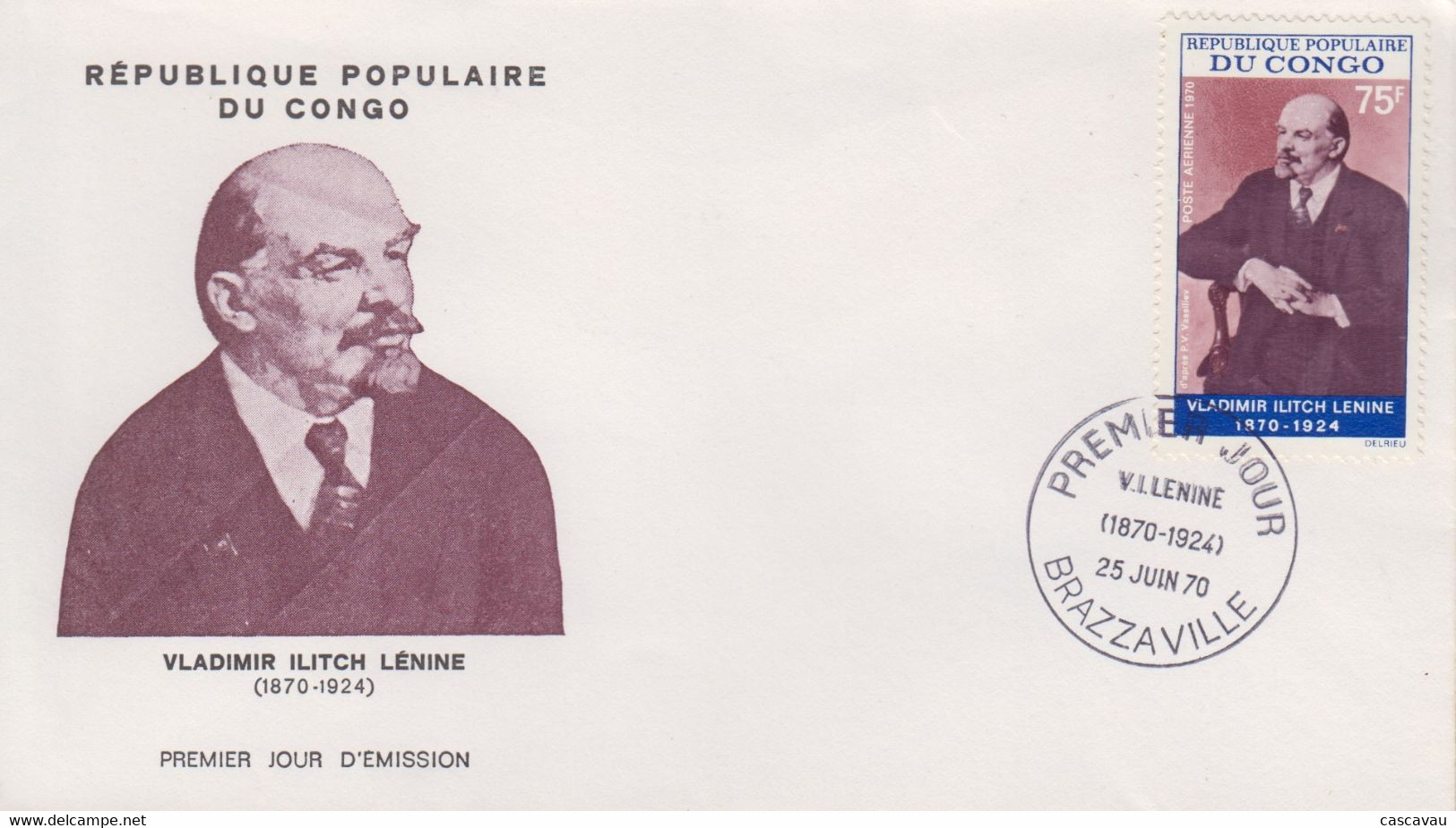 Enveloppe   FDC   1er   Jour    CONGO    LENINE    1970 - Lénine
