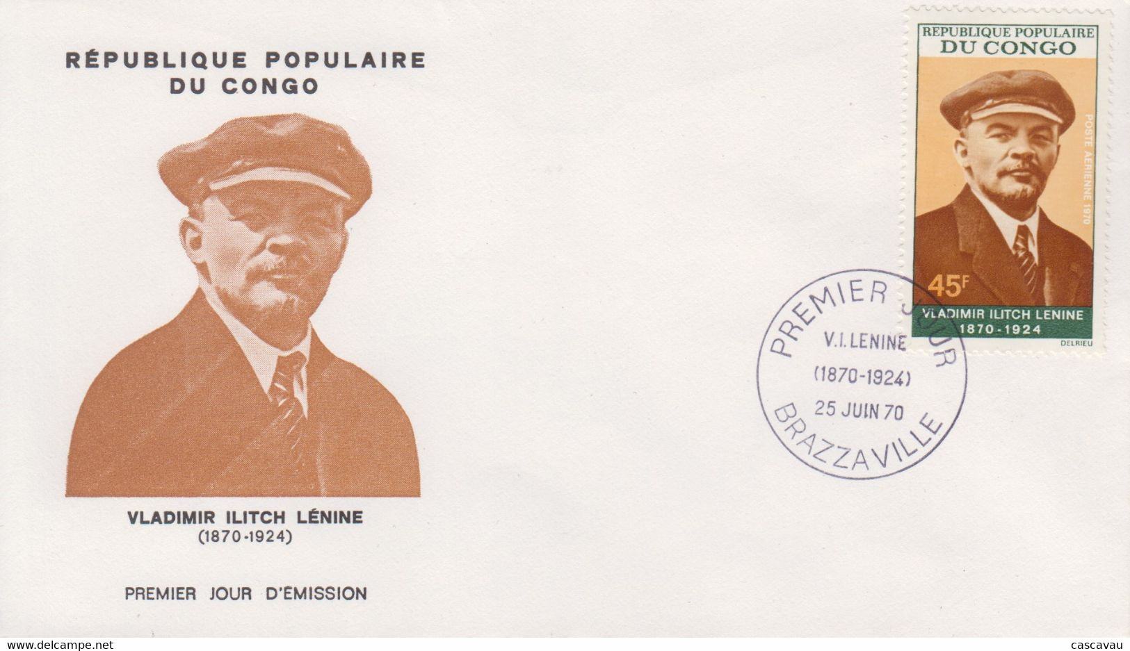 Enveloppe   FDC   1er   Jour    CONGO    LENINE    1970 - Lenin