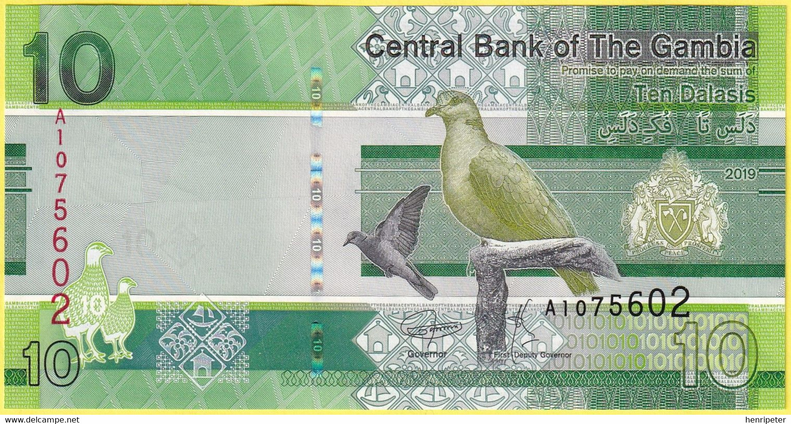 Billet De Banque Neuf - 10 Dalasis - Oiseaux - Central Bank Of The Gambia - N° A1075602 - République De Gambie 2019 - Gambie