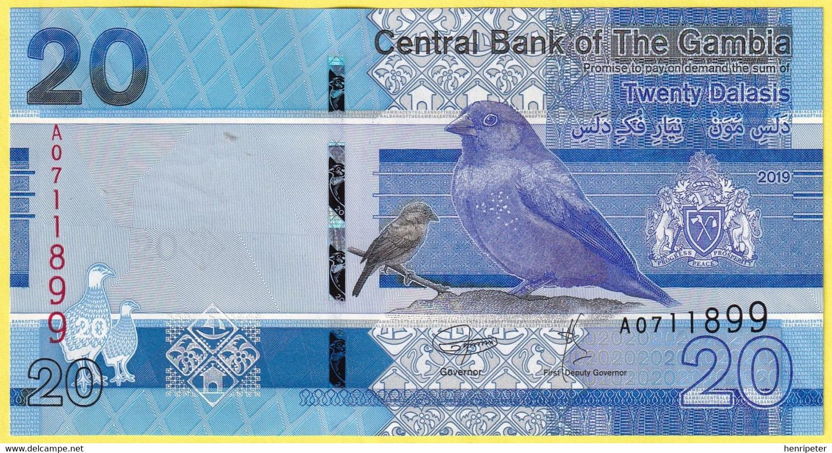 Billet De Banque Neuf - 20 Dalasis - Oiseaux - Central Bank Of The Gambia - N° A0711899 - République De Gambie 2019 - Gambia